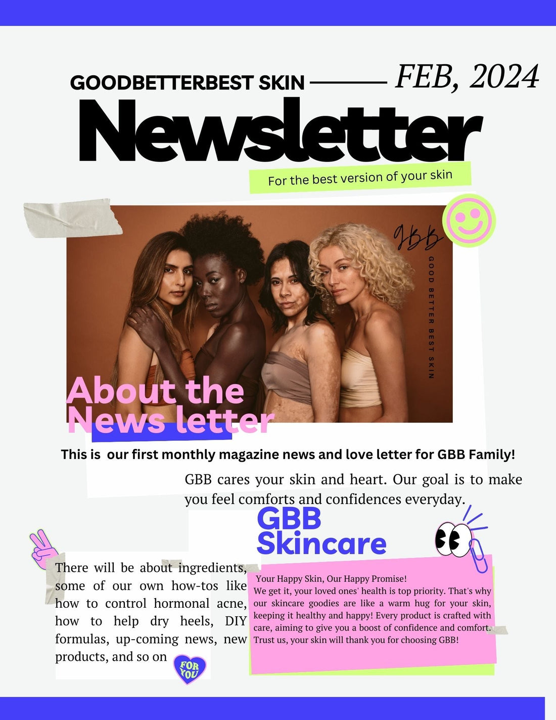 gbb Goodbetterbest Skin Monthly newsletter February, 2024.