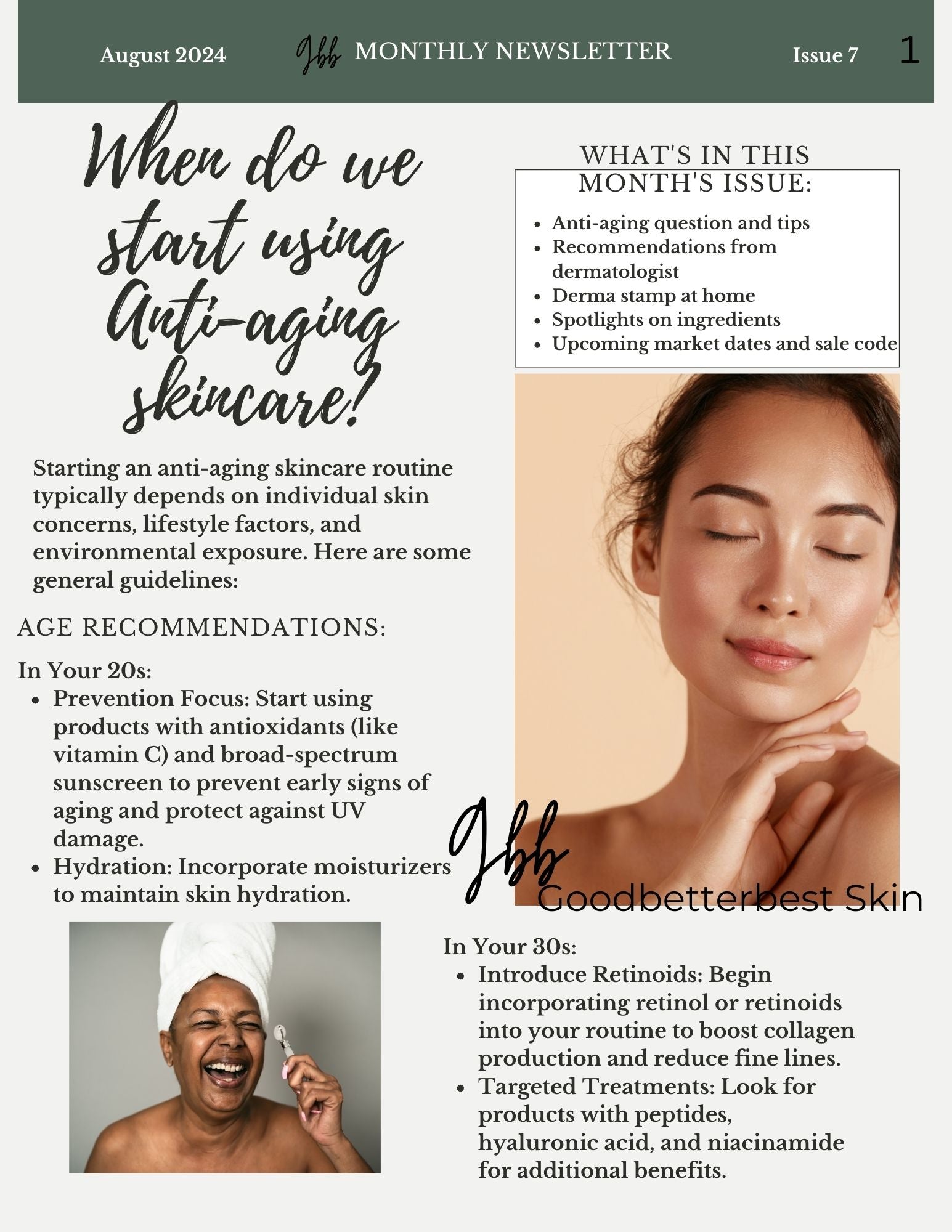 gbb Goodbetterbest Skin Monthly newsletter August, 2024.