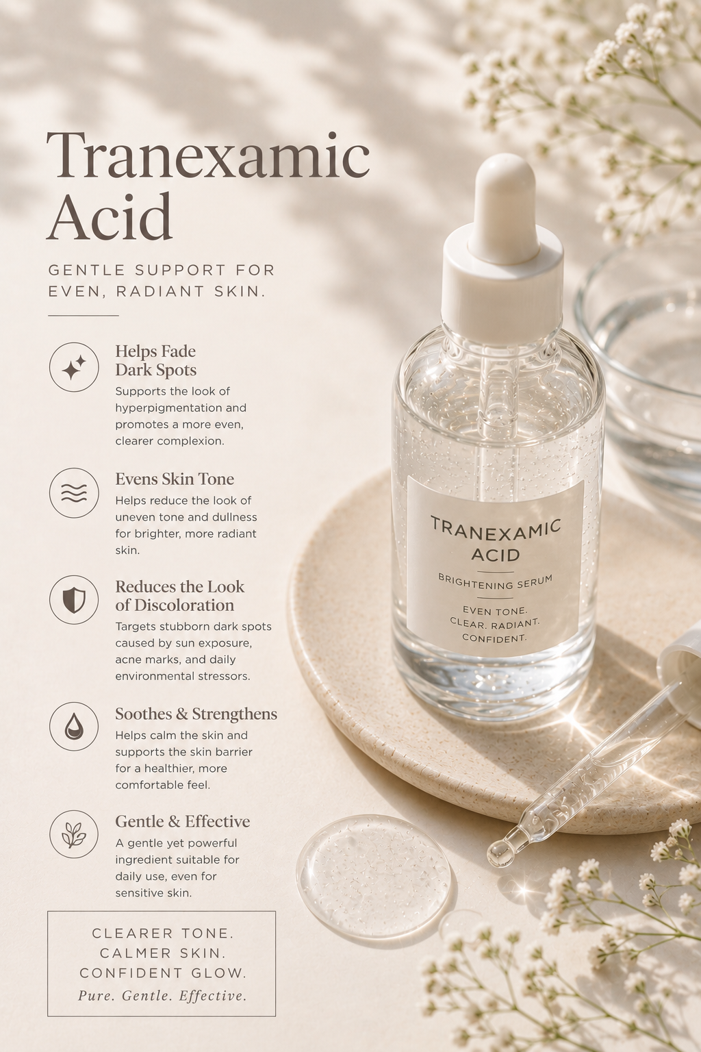Tranexamic Acid: Gentle Support for Uneven Tone and Dark Spots