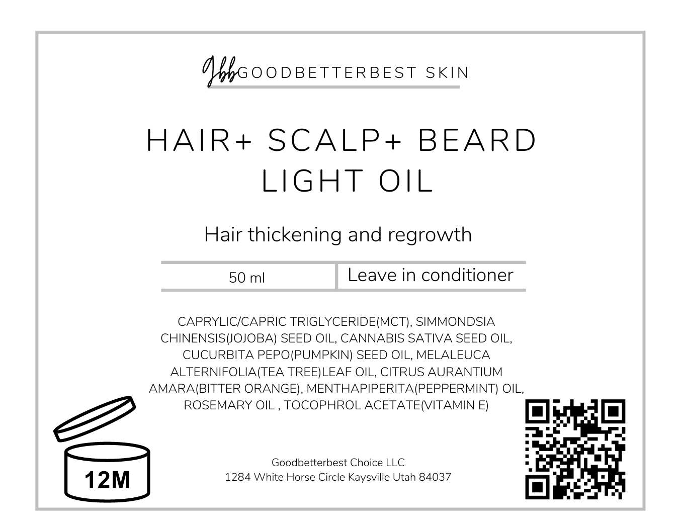 hair+ scalp+ beard light oil Leave in conditioner For Anti loss+ regrowth+ damaged hair 50ml, 100ml