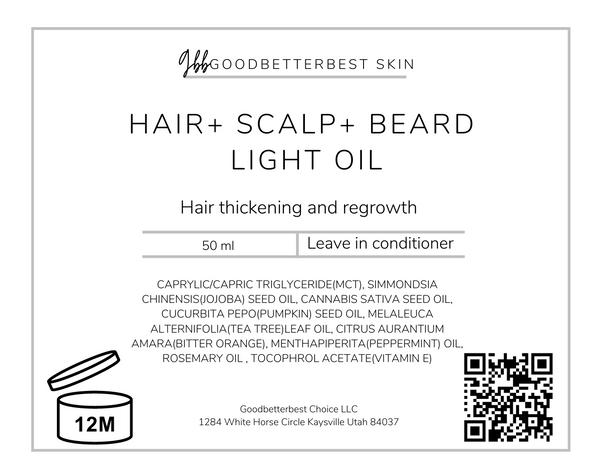 hair+ scalp+ beard light oil Leave in conditioner For Anti loss+ regrowth+ damaged hair 50ml, 100ml
