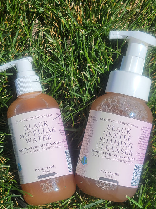 Premium Anti-aging& Brightening Black micellar water (and/or) Black gentle foaming cleanser