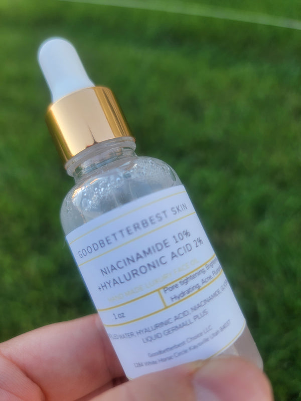 Niacinamide 10% +Hyaluronic acid in the fermented rice water serum for Pore tightening, Brightening, Hydrating, Acne, Plumping 1oz