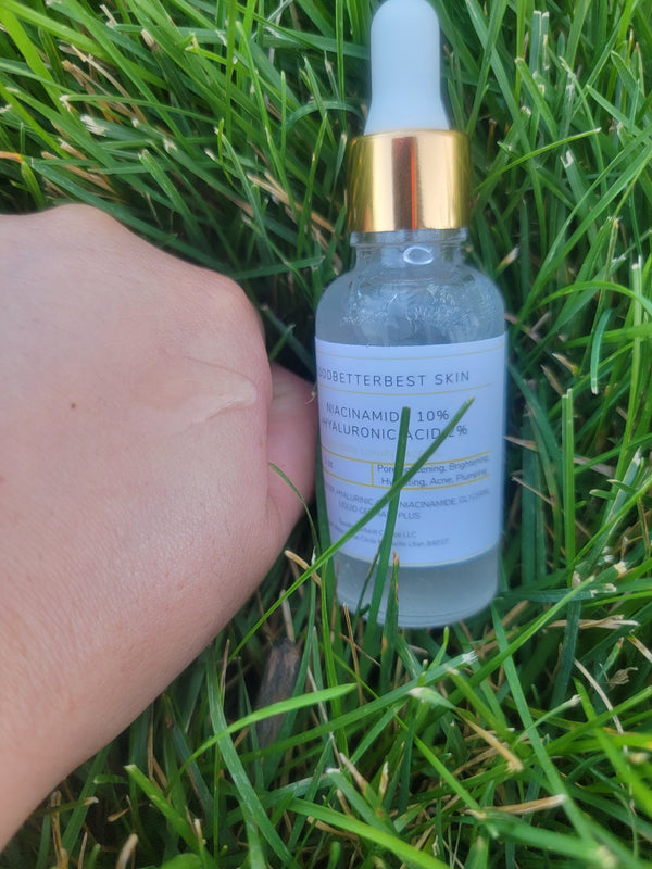 Niacinamide 10% +Hyaluronic acid in the fermented rice water serum for Pore tightening, Brightening, Hydrating, Acne, Plumping 1oz