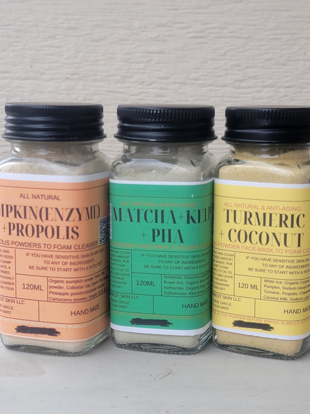 Premium Herbs powder anti-aging luxury Masks to luxury Cleansers with Turmeric, Matcha, Kelp, PHA, Pumpkin, Propolis