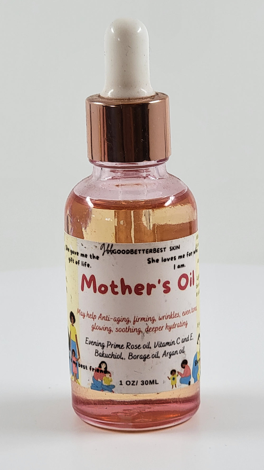 Mother's Oil for Anti-aging, firming, wrinkles, even tone, glowing, soothing, deeper hydrating with Evening Prime Rose oil, Vitamin C and E, Bakuchiol, Borage oil, Argan oil 1 oz