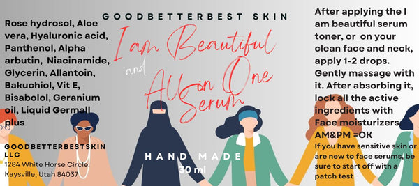 I am Beautiful All in One Serum with Hyaluronic acid, Alpha arbutin, Niacinamide, Bakuchiol, Bisabolol 30ml, 50ml