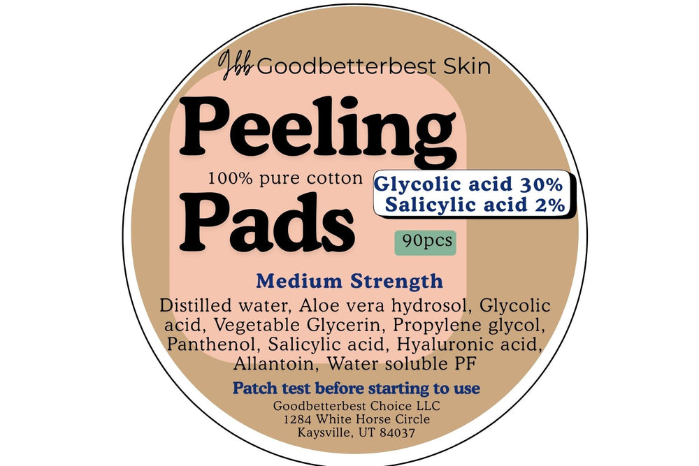 Pre-soaked Peeling pads 90pcs with light/medium strength Glycolic acid(10%, 30%) and salicylic acid(1%,2%) with Prep solution