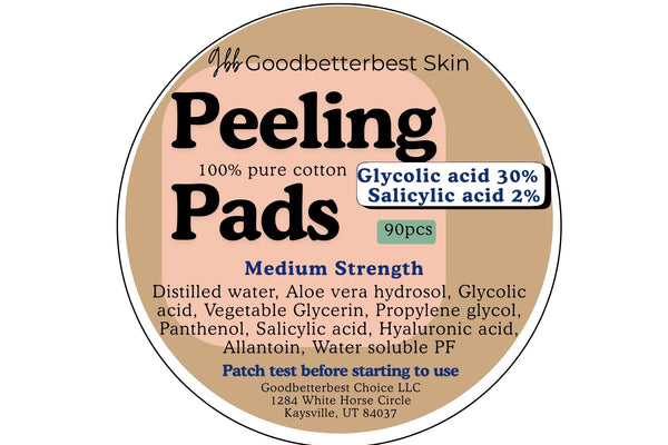 Pre-soaked Peeling pads 90pcs with light/medium strength Glycolic acid(10%, 30%) and salicylic acid(1%,2%) with Prep solution