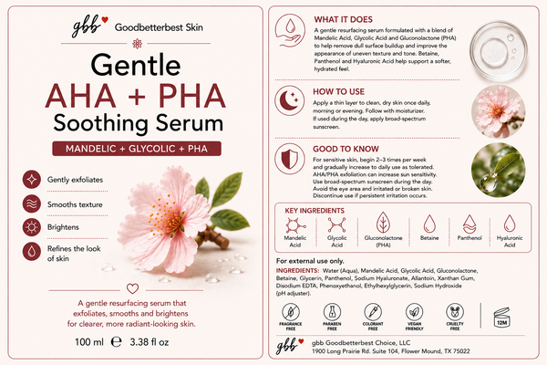 Gentle AHA + PHA Soothing Serum Mandelic + Glycolic + Gluconolactone