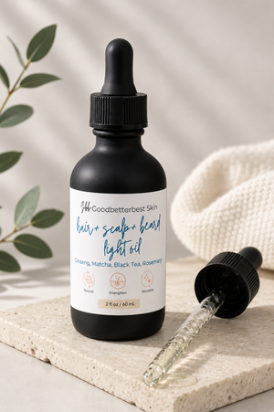 Hair + Scalp + Beard Light Oil with Ginseng • Matcha • Black Tea • Rosemary 2 oz