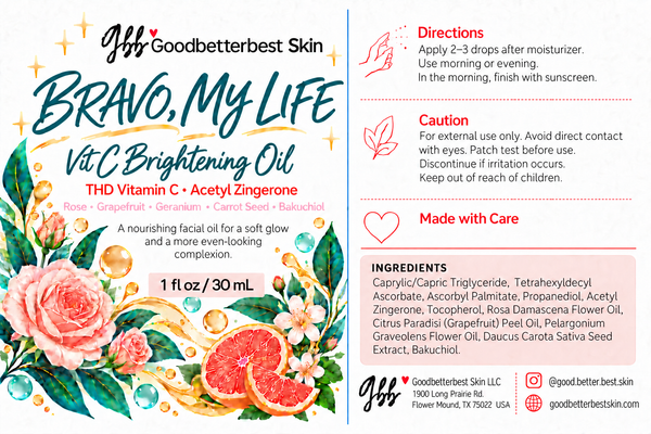 Bravo, My Life — Vit C Brightening Oil 1oz Radiance Care + Skin-Softening Moisture