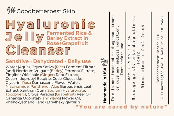 Hyaluronic (fermented)Rice Jelly Cleanser 8oz Gentle • Hydrating • Daily Reset