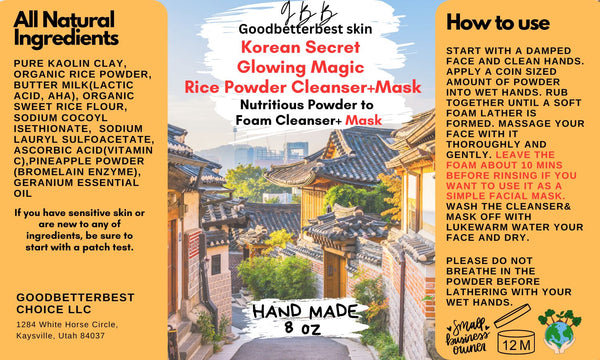 Korean Secret Glowing Magic Rice powder to foam Cleanser+Mask 4oz 8oz