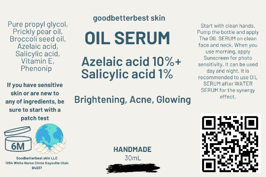 Powerful Oil Serum with Azelaic acid 10%+ Salicylic acid for Brightening, Acne, Glowing