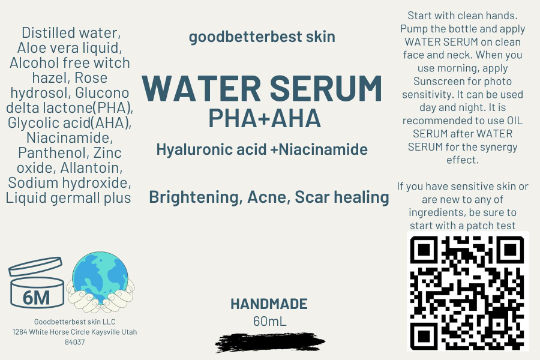Powerful Water Serum  PHA+AHA Hyaluronic acid +Niacinamide for Brightening, Acne, Scar healing