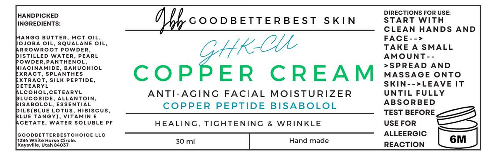 GHK-CU peptide well-aging cream with copper peptide, bakuchiol, and Bisabolol 2 oz, 4oz