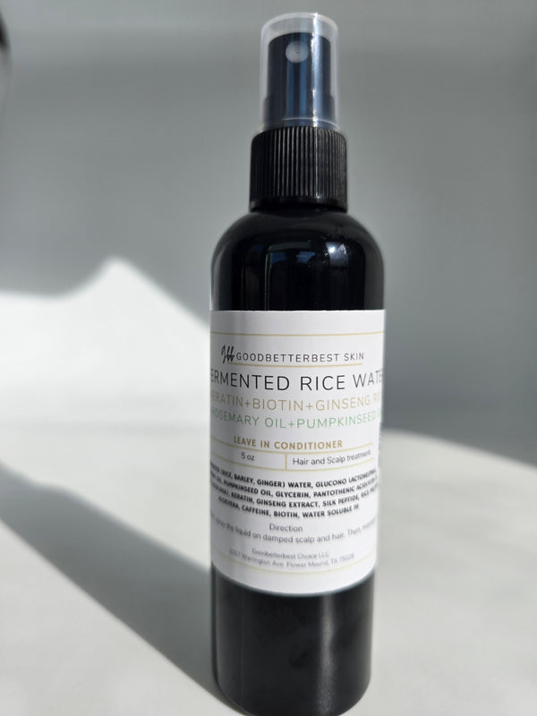 Fermented rice water Leave in Conditioner for hair and scalp with biotin, keratin, rosemary+pumpkinseed oil, and ginseng
