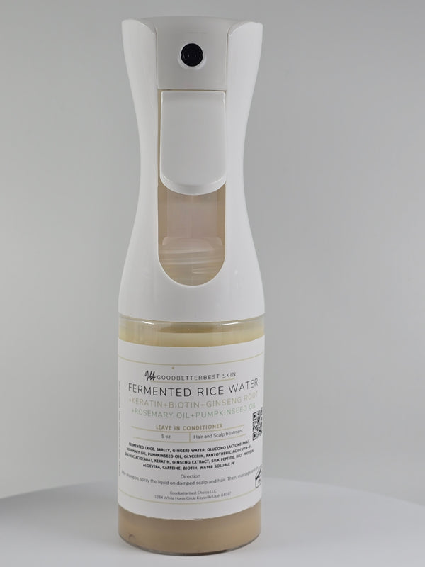 Fermented rice water Leave in Conditioner for hair and scalp with biotin, keratin, rosemary+pumpkinseed oil, and ginseng