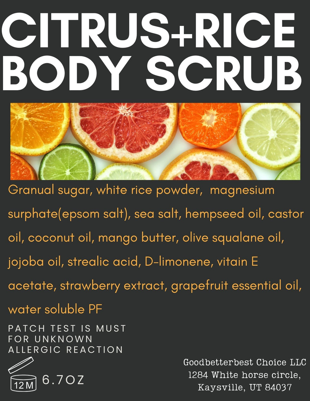 Herbs+Citrus+Rice Body scrub 6.7oz
