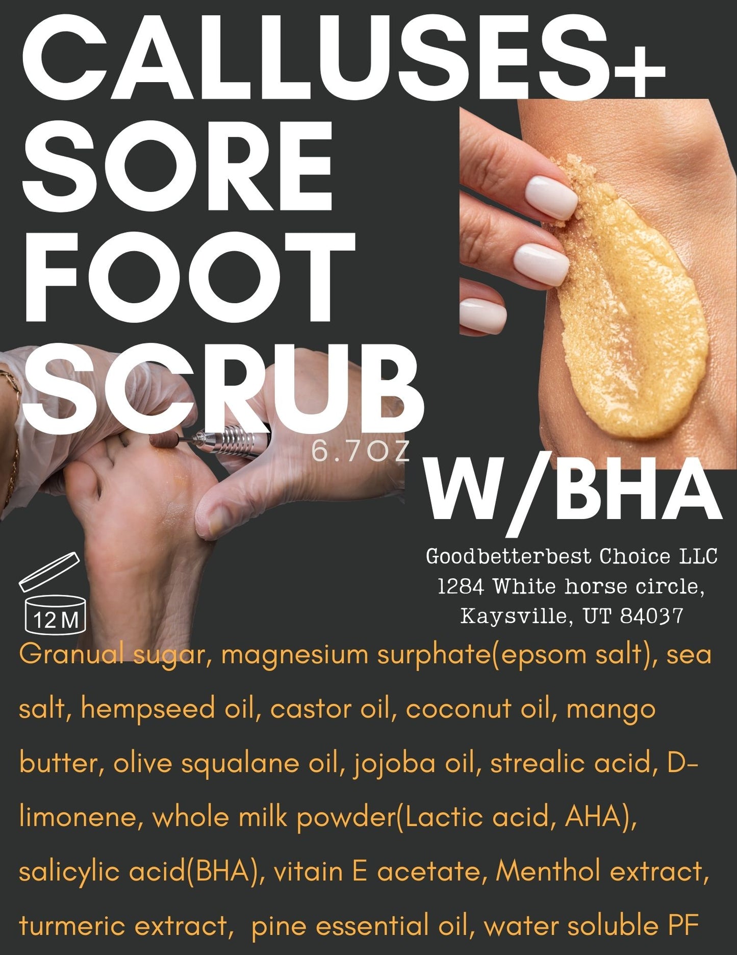 Calluses+Soreness Foot Scrub with Turmeric and BHA 6.7 oz